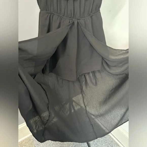 Three Pink Hearts Small Black Maxi Romper Dress Embroidered Fairy Whimsigoth - Picture 2 of 13